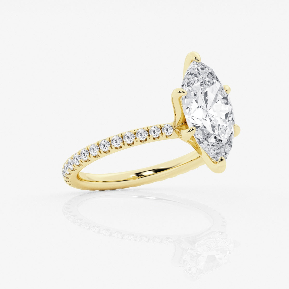 3 Carat Marquise Cut Lab Diamond Engagement Ring With Infinity Band – view 4