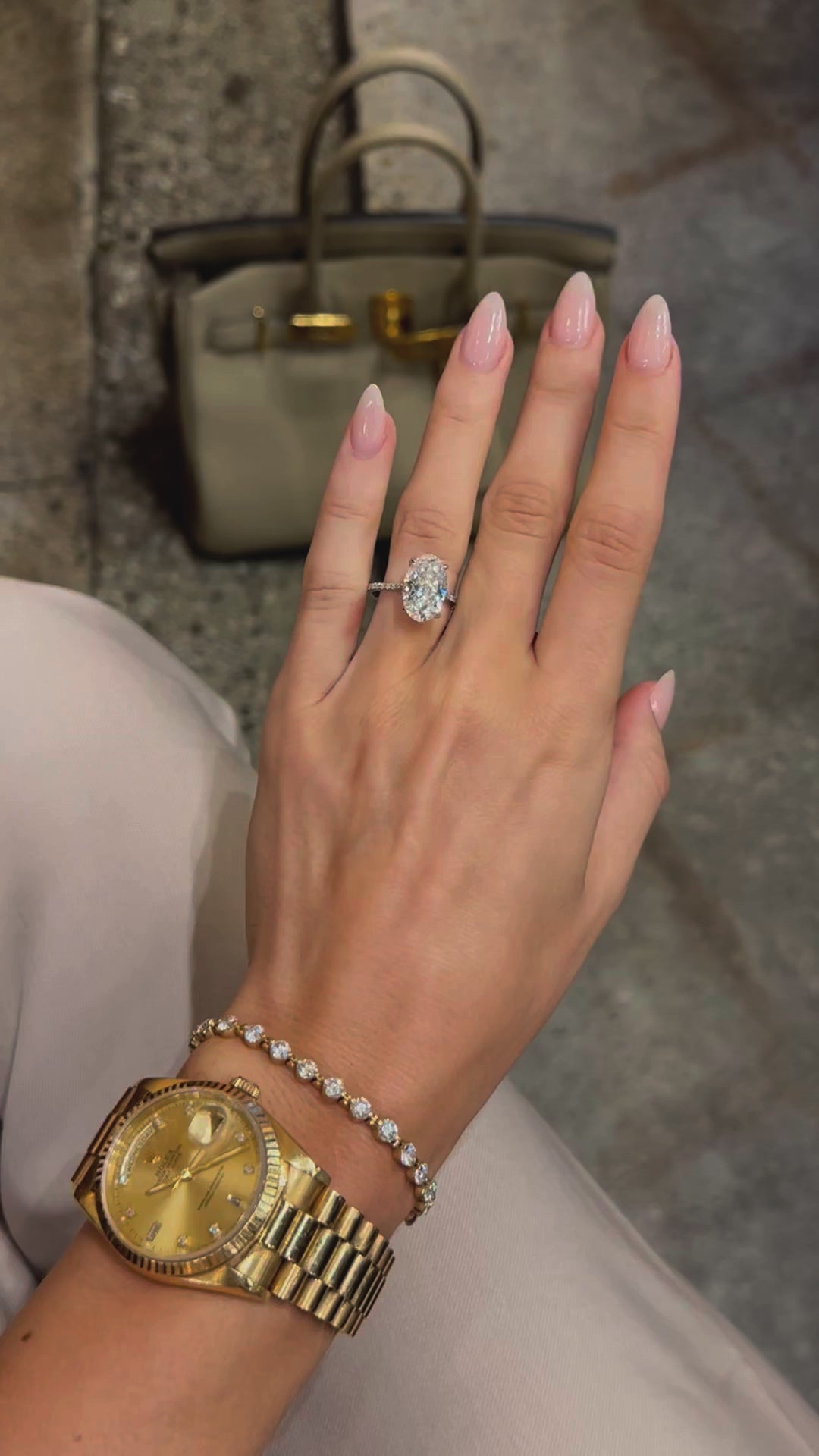 7.75 Carat Oval Hidden Halo 3/4 Eternity Pavé Engagement Ring – Moissanite & Lab Diamond